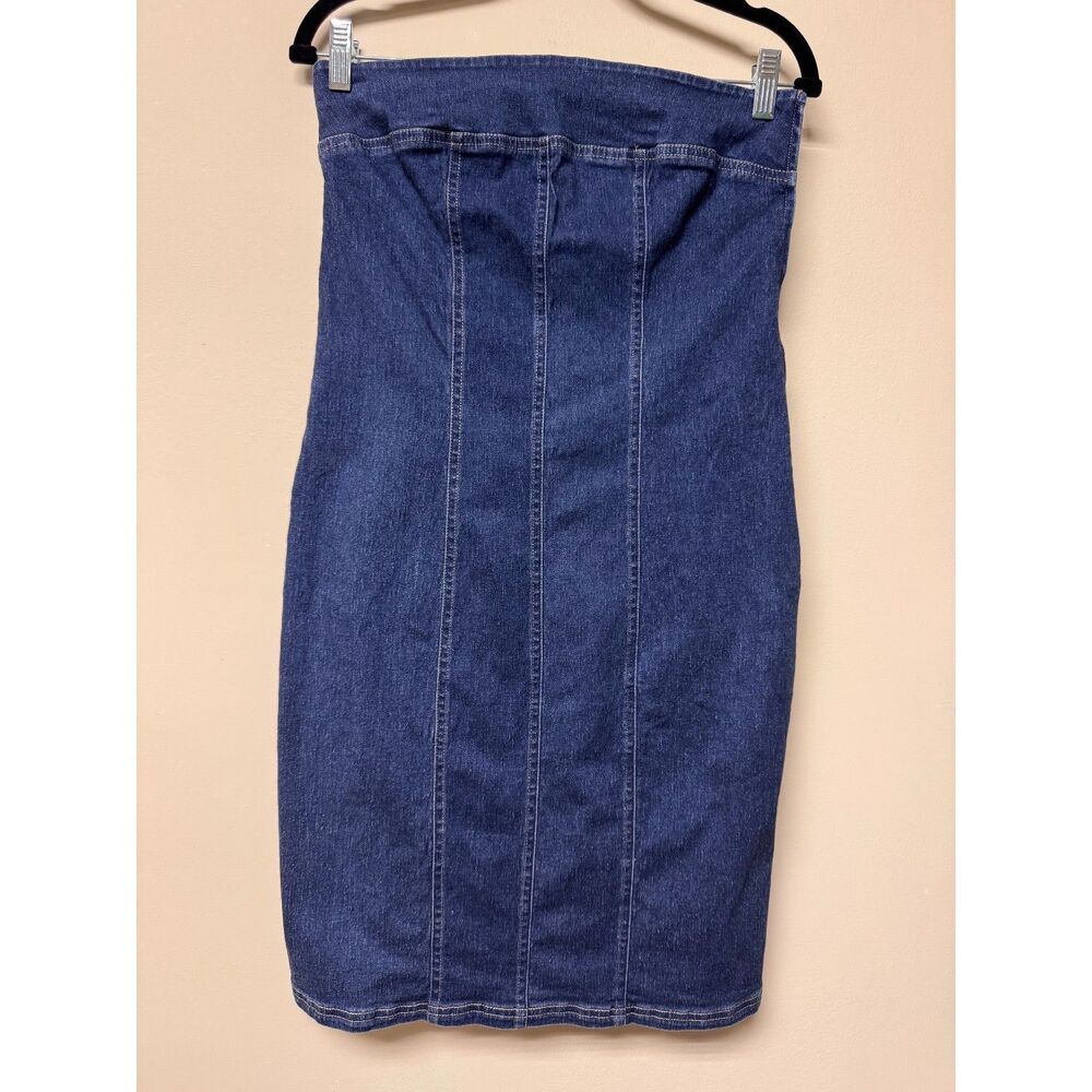 VINTAGE - EXPRESS BLEUS 90's Strapless Denim Mini Dress, Sz M